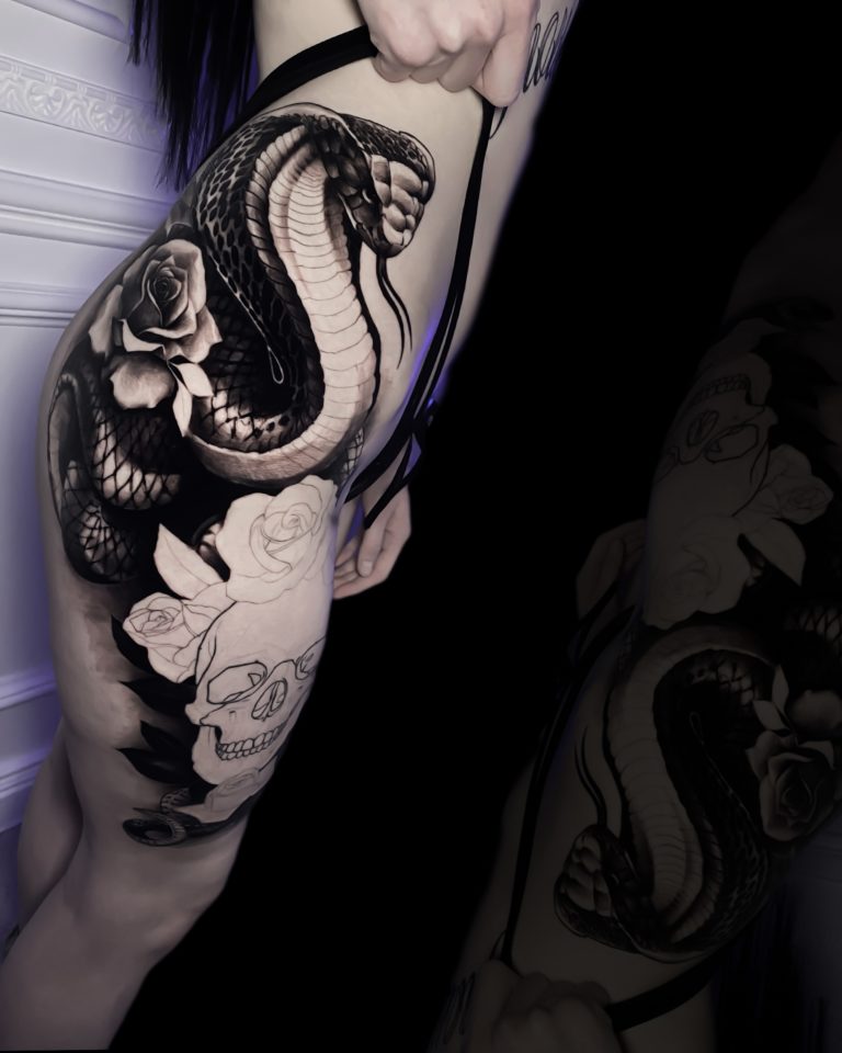 tattoo girl skull snake schlange elea lübeck hamburg