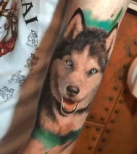 dog portrait tattoo hamburg elea husky color farbe