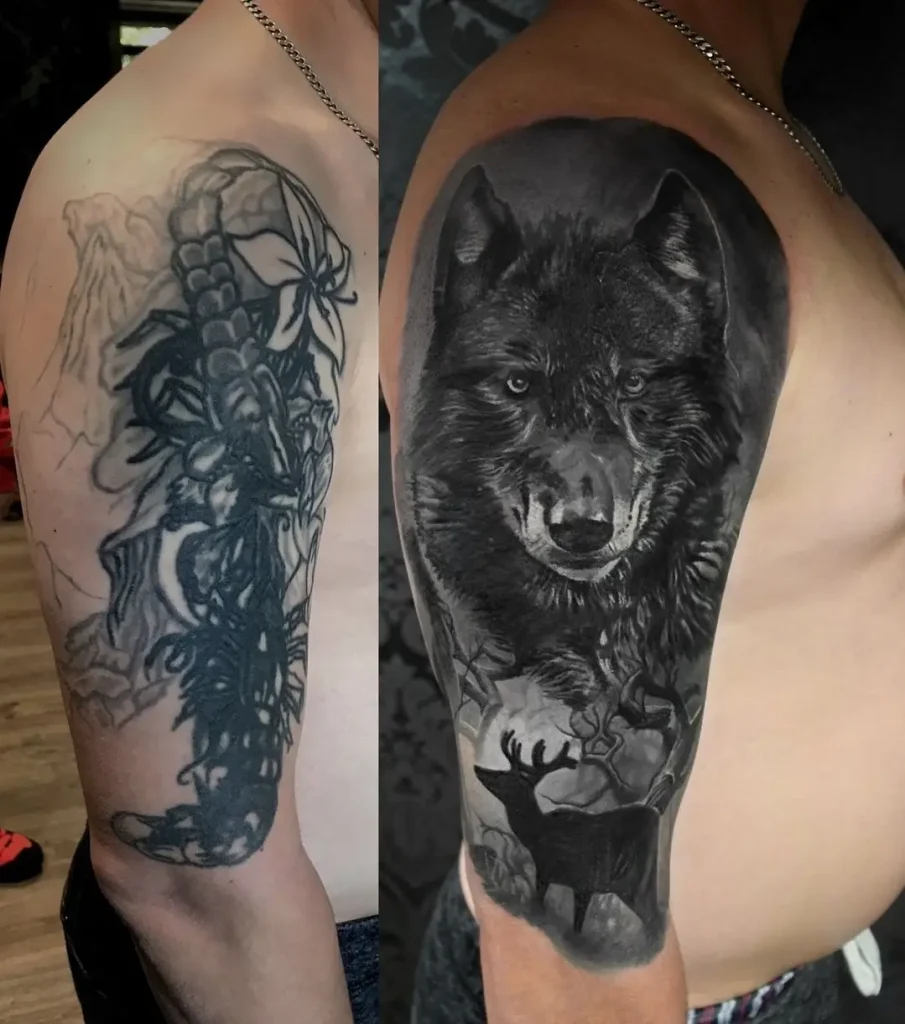 cover up tattoo in hamburg wolf