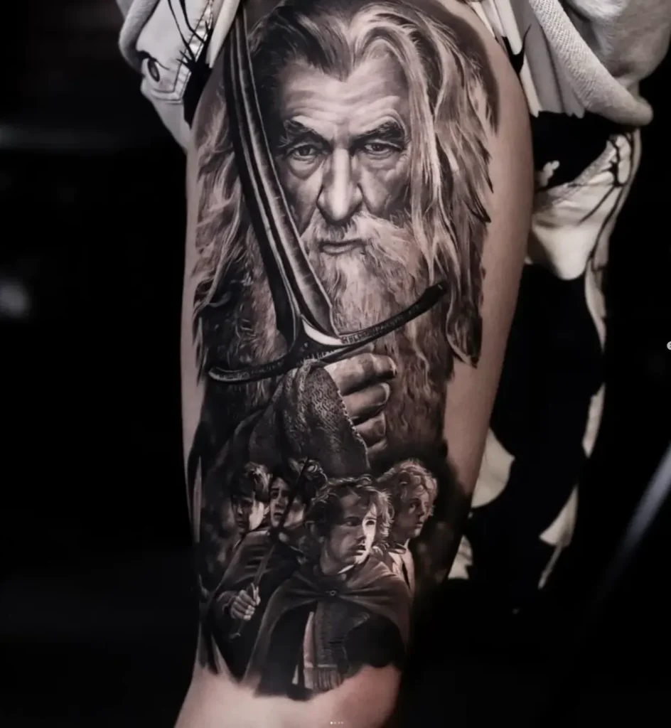 realistisches herr der ringe gandalf sleeve am bein