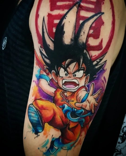 son goku klein tattoo farbe